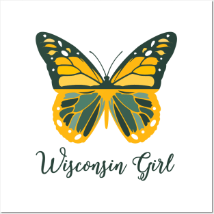 Wisconsin Girl Butterfly T Shirt Posters and Art